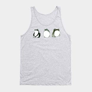 Trio Unhappy Grumpy Unimpressed Japanese Frogs Toads 19th Century Tank Top